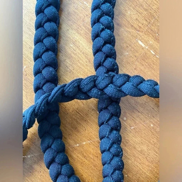 Moda International Black Halter Top Braided‎ Adjustable Neck Tie Sexy Medium EUC - Picture 5 of 8